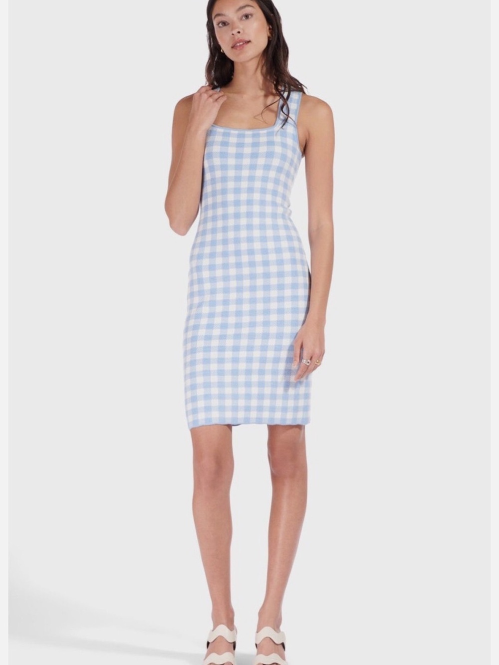 STAUD Dorinne Gingham Knit Dress